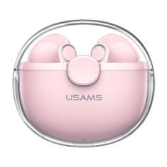 USAMS Bezdrôtové slúchadlá BU12 Series (BHUBU04) - TWS, Bluetooth 5.1, dvojkanálové stereo - ružové