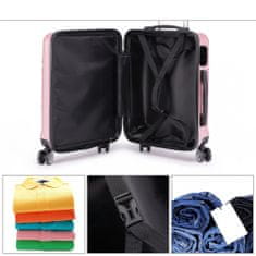KONO Svetloružová sada luxusných kufrov s TSA zámkom "Travelmania" - veľ. M, L, XL