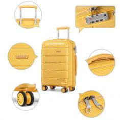 KONO Žltý prémiový plastový kufor s TSA zámkom "Solid" - veľ. M, L