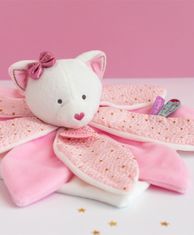 Doudou Darčeková sada - plyšový muchláčik ružová mačka 26 cm