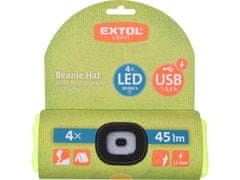 Extol Light čiapka s čelovkou 4x45lm, USB nabíjanie, fluorescenčná žltá, univerzálny veľkosť