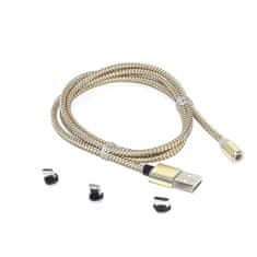 Bomba Nylonový magnetický USB kábel 3v1 pre iPhone/Android 1M