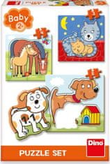 DINO Baby puzzle Domáce zvieratká 3v1 (3,4,5 dielikov)