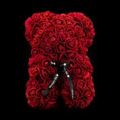 Medvídárek Classic medvedík z ruží 25cm darčekovo balený - tmavo červený