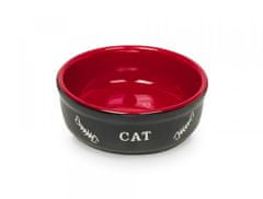 Nobby Keramická miska pre mačky čierno-červená, 13,5 cm