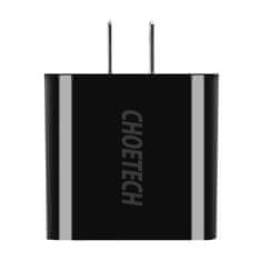 Choetech Sieťová nabíjačka Choetech C0026, americká zástrčka, 3x USB-C s digitálnym displejom 15 W (čierna)