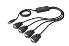 Digitus Adaptér USB na sériový port, RS232 4 x RS232, typ kábla, Čipset: FT4232H, 1,5 m