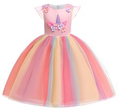 EXCELLENT Karnevalové šaty veľkosť 122 - Ružový jednorožec