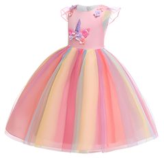 EXCELLENT Karnevalové šaty veľkosť 122 - Ružový jednorožec