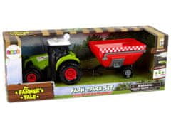 Lean-toys Traktor Farm Odpojiteľný príves na obilie Zvuk Zelená