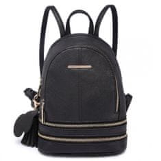 KONO Čierny mini kožený batoh s príveskom „Minimal“