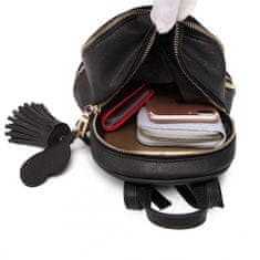KONO Čierny mini kožený batoh s príveskom „Minimal“