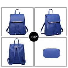 KONO Modrý elegantný kožený batoh „Majestic“
