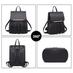 KONO Čierny elegantný kožený batoh „Majestic“