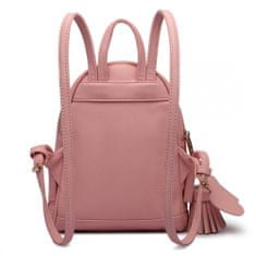 KONO Ružový mini kožený batoh s príveskom „Minimal“