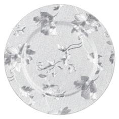 Dekorstyle Dekoratívny tanier s kvetinovým vzorom Milie 33 cm strieborný