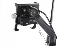 GUB Držiak telefónu na bicykel alebo motorka, GUB G91, inštalácia pod zrkadlo s nabíjačkou