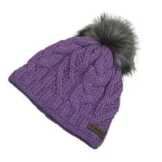 MOONRISE Fashion Zimná pletená podšitá čiapka - vrkoče lila