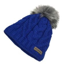 MOONRISE Fashion Zimná pletená podšitá čiapka - vrkoče kráľovská modrá