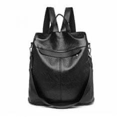 KONO Čierny kožený ruksak s príveskom 2v1 „Classic“