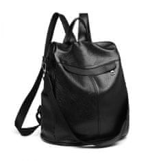 KONO Čierny kožený ruksak s príveskom 2v1 „Classic“