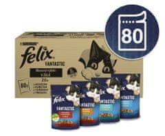Felix Fantastic s hovädzím, kuraťom, tuniakom a treskou v želé 80 x 85 g