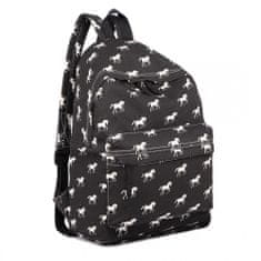 KONO Čierny vzorovaný ruksak do školy „Horses“