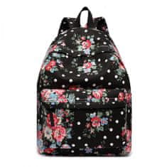 KONO Čierny kvetovaný ruksak do školy „Roses“