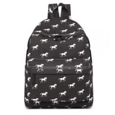 KONO Čierny vzorovaný ruksak do školy „Horses“