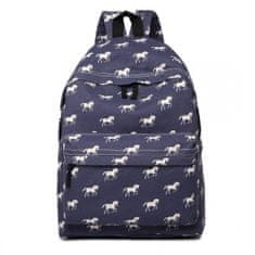 KONO Modrý vzorovaný ruksak do školy „Horses“