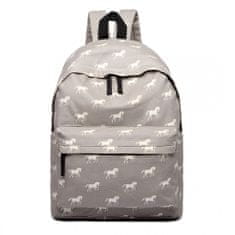 KONO Sivý vzorovaný ruksak do školy „Horses“