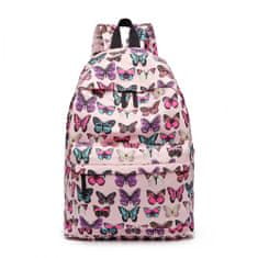 KONO Ružový vzorovaný ruksak do školy „Butterfly“