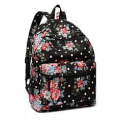 KONO Čierny kvetovaný ruksak do školy „Roses“