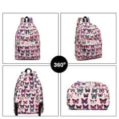 KONO Ružový vzorovaný ruksak do školy „Butterfly“
