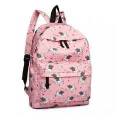 KONO Ružový vzorovaný ruksak do školy „Unicorn"