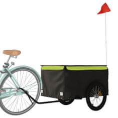 Vidaxl Nákladný príves za bicykel čierno-zelený 45 kg železo