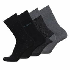 BUGATTI 4 PACK - pánske ponožky 6359X-610 black (Veľkosť 39-42)