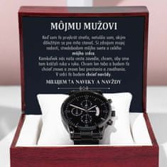 Lovilion Čierne pánske hodinky s chronografom a gratis DARČEKOVÝ BOX, ideálny darček na Valentína pre muža | LUCIAN_CHRONOMASTER 