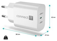Connect IT Voyager2 nabíjací adaptér 1×USB-C, 25W PD, biely (CWC-2070-WH)