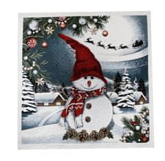 MONDO ITALIA Vianočný gobelínový obrus Snehuliak 90 x 90 cm