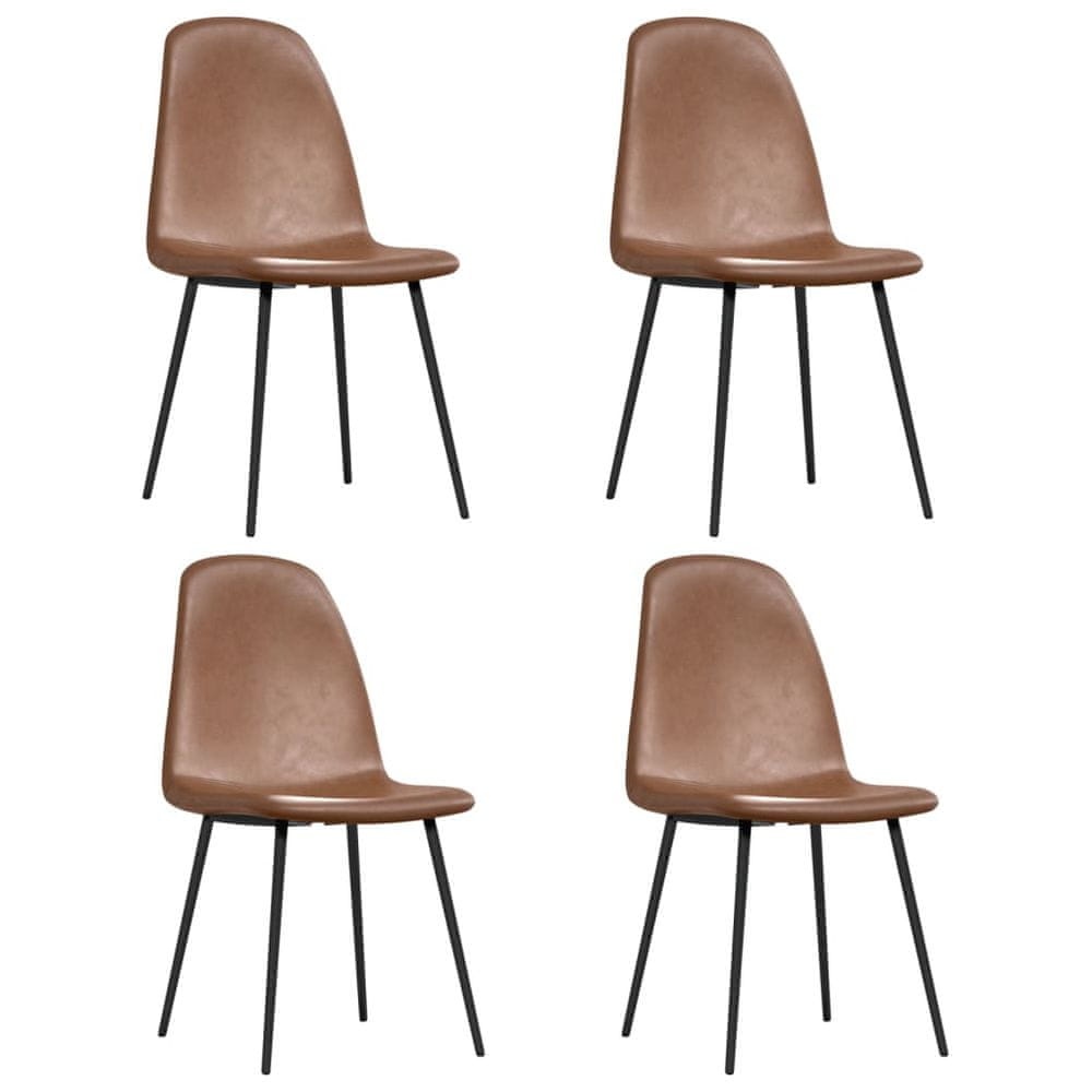 Vidaxl Jedálenské stoličky 4 ks 45x53,5x83cm, lesklé hnedé, umelá koža