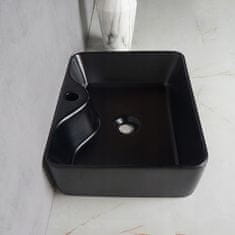 MUVU Umývadlo na dosku, keramické, kúpeľňové umývadlo, matná čierna, štvorcová, 48x38 cm, REBIKO