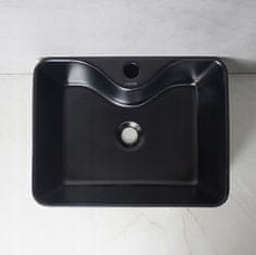 MUVU Umývadlo na dosku, keramické, kúpeľňové umývadlo, matná čierna, štvorcová, 48x38 cm, REBIKO
