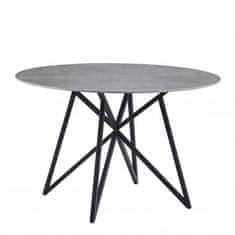 Casa Vital Jedálenský stôl CasaDolce CLAUDINE, sivý, 133x133x76 cm, okrúhla doska, spekaný kameň, mramorový vzor, kovové nohy