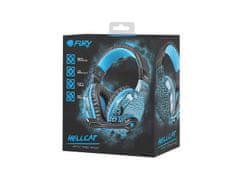 FURY Gaming Fury Herné slúchadlá s mikrofónom Hellcat, drôtové, modré podsvietenie, jack 3,5mm, kábel dĺžka 2m, čierna