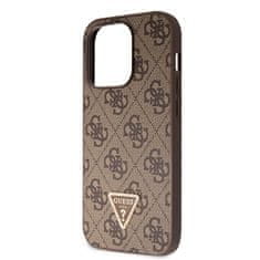 Guess Kryt na mobil 4G Strass Triangle Metal Logo + Crossbody Popruh na Apple iPhone 15 Pro - hnědý