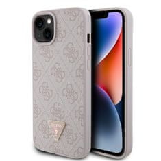 Guess Kryt na mobil 4G Strass Triangle Metal Logo na Apple iPhone 15 Plus - růžový
