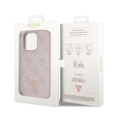 Guess Kryt na mobil 4G Strass Triangle Metal Logo na Apple iPhone 15 Pro - růžový