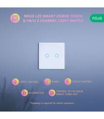 Nous Nous LZ2 Zigbee Smart Dotykový Svetelný Vypínač 2 kanály