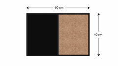 Allboards Tabule COMBI - korek a magnetická černá tabule 60x40cm s černým lakovaným dřevěným rámem, TMK64_0001
